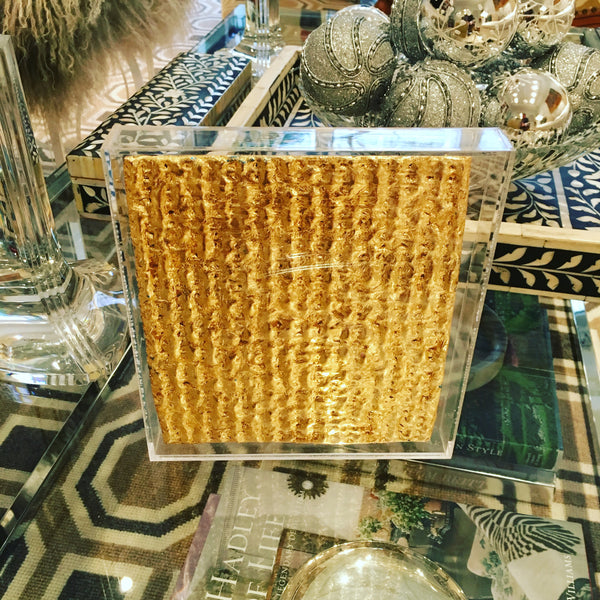24 kt gold leafed matzo in plexiglass signed 1 of 18 by Judi Harvest