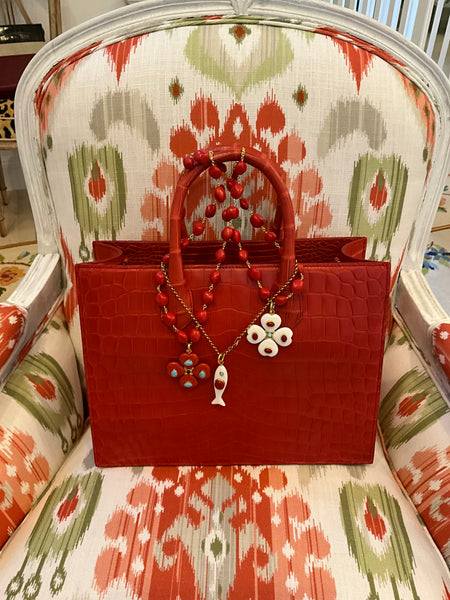 Matte Red Orange Medium Tote