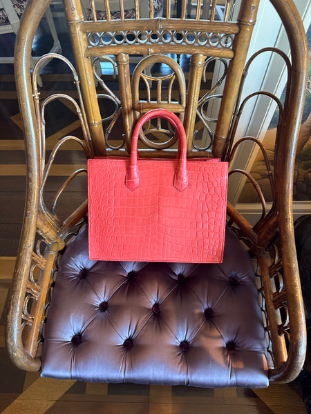 Matte Orange Medium Tote in Alligator