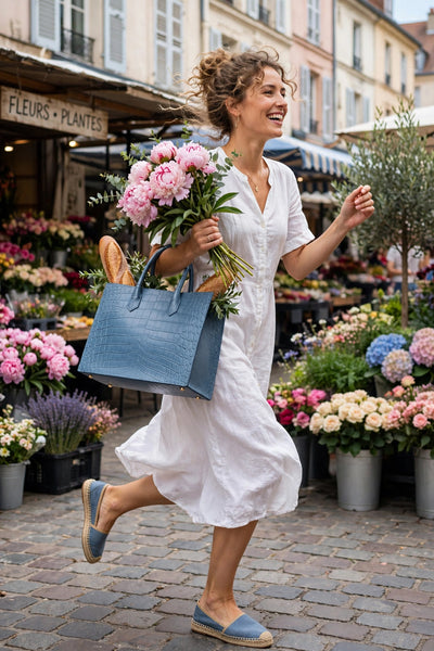 Pale Blue/Grey Medium Tote
