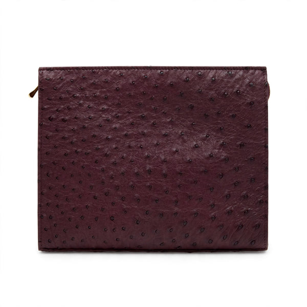Burgundy Crossbody in Ostrich with adjustable matching strap