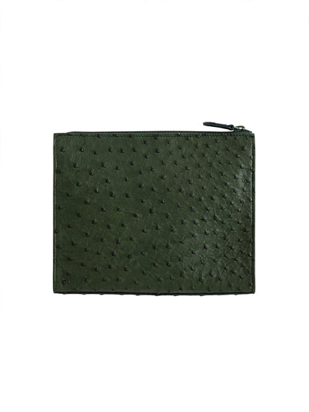 Olive Ostrich Crossbody with adjustable strap