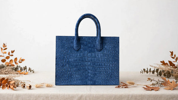 Blue Sueded Croc Medium Tote