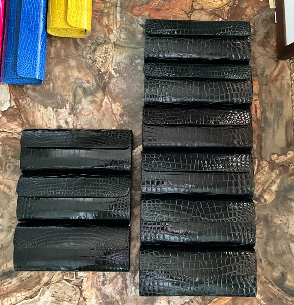 Midnight Glazed Croc Clutch