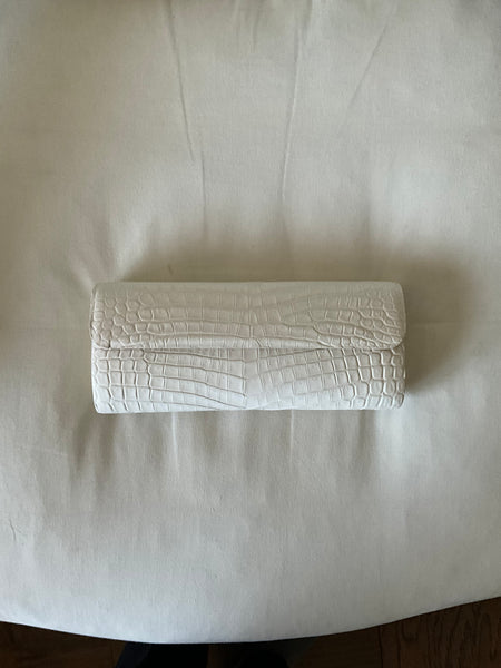 Matte Ivory Clutch in croc
