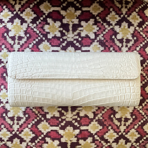 Matte Ivory Clutch in croc