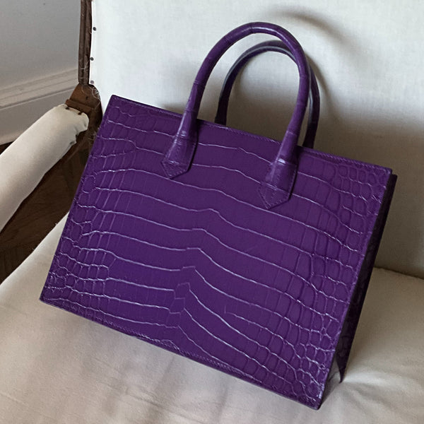 Grape Medium Tote Millennium finish in alligator