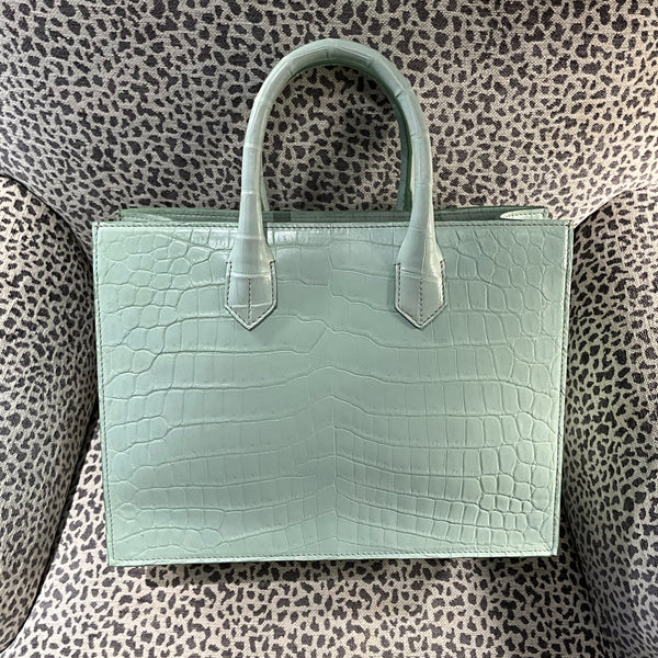Seafoam Matte Medium Tote in croc