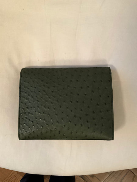 Olive Ostrich Crossbody with adjustable strap