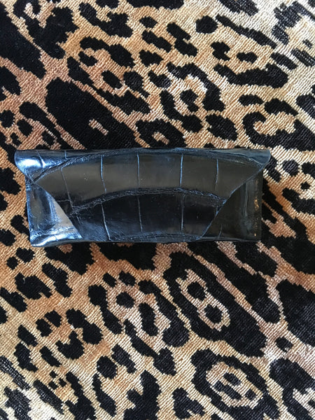 Black Semi Glazed Croc Glasses Case